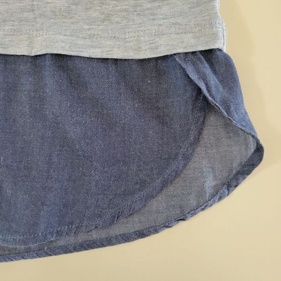 Style & Co. Women's Heart Trimmed Gray with Navy Casual Long Sleeve Pullover Top - Picture 10 of 14